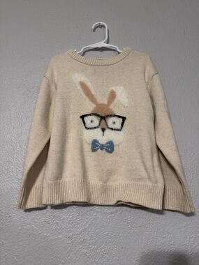 Cat & Jack Cream Bunny Sweater with Blue Bow